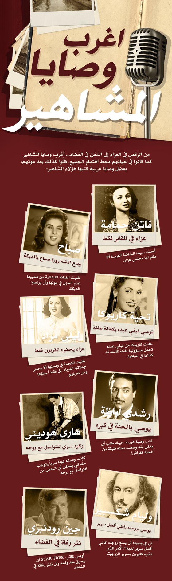 من الرقص في العزاء الى الدفن في الفضاء.. أغرب وصايا المشاهير! صورة رقم 1