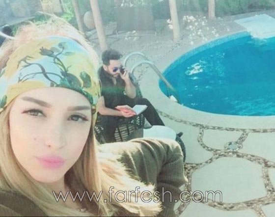 سيلفي بسمة بوسيل مع تامر حسني امام حمام السباحة صورة رقم 1 سيلفي بسمة بوسيل مع تامر حسني امام حمام السباحة صورة رقم 1