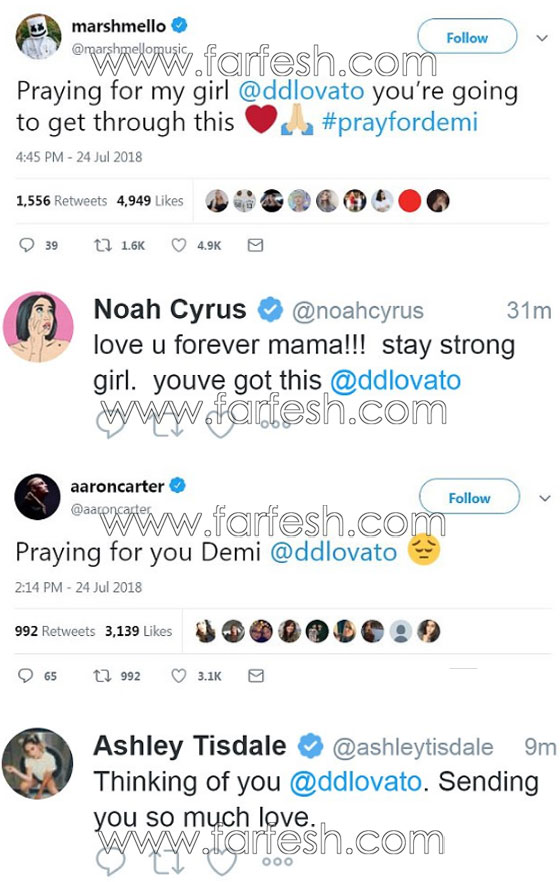 نقل ديمي لوفاتو إلى المستشفى بسبب جرعة زائدة من الهيروين والمشاهير يصلون من أجلها! صورة رقم 26 نقل ديمي لوفاتو إلى المستشفى بسبب جرعة زائدة من الهيروين والمشاهير يصلون من أجلها! صورة رقم 26