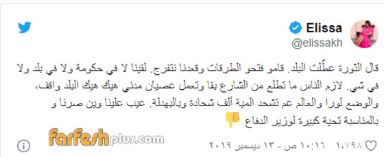 اليسا تدعو للعصيان المدني.. وترد على منتقديها: “الجهل بيعمل اكتر من هيك” صورة رقم 1