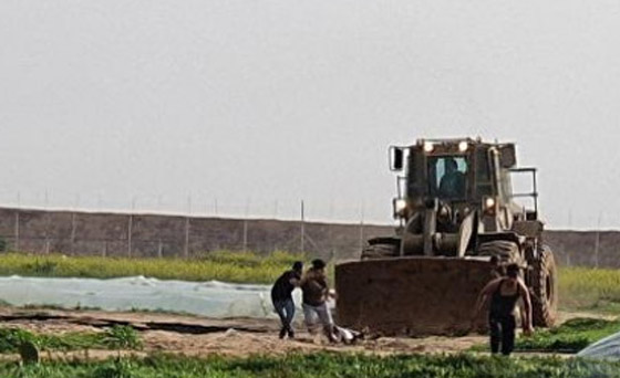 إسرائيل تقتل فلسطينيا على حدود غزة.. وتسحبه بالجرافة صورة رقم 2