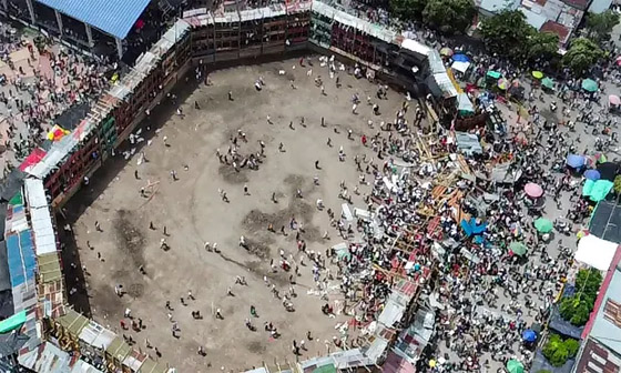 فيديو: قتلى ومئات الجرحى بانهيار منصة مصارعة للثيران بكولومبيا صورة رقم 2