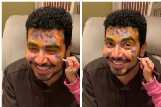 محمد أنور ينشر فيديو لطيف مع ابنته: لوّنت وجهه برسومات لتحوّله لبطل خارق صورة رقم 3