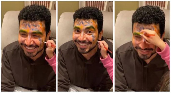 محمد أنور ينشر فيديو لطيف مع ابنته: لوّنت وجهه برسومات لتحوّله لبطل خارق صورة رقم 1