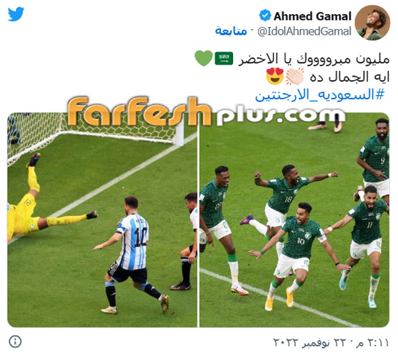 نجوم الفن يحتفلون بفوز السعودية على الأرجنتين بكأس العالم.. شرفتونا وأسعدتونا يا صقور! صورة رقم 5