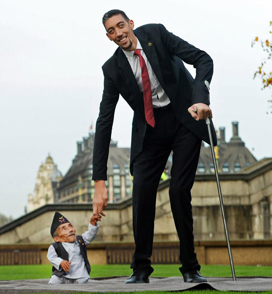 طلب غريب من أطول رجل في العالم خلال لقائه بأقصر شخصين..! صورة رقم 6
