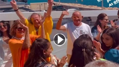 فيديو رقص يسرا ونجيب ساويرس على أنغام 3 دقات احتفالا بمهرجان كان